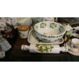 A Tray Containing Four Pieces of Portmeirion Summer Strawberry, Rolling Pin, Mixing Bowl, Oven to