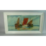 A Framed Oil on Canvas Depicting Sailing Ships, 78cm Wide