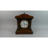 A Westminster Chime Mantle Clock in Mahogany Case with Half Pilaster Decoration, with Key but