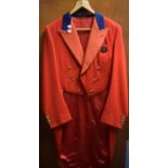 A Vintage Crimson Tail Coat with Enamel Badge for Shropshire and Herefordshire Union of Golf Club