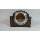 An Edwardian Oak Westminster Chime Mantle Clock with Arched Top, 28cm Wide