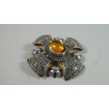 A Large Silver Religious Brooch/with Citrine Cabochon, Stamped 950 Jerusalem