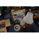 A Box Containing Onyx Table Lamps, Mirrors etc