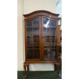 A Mid 20th Century Mahogany Glazed Cabinet on Short Cabriole Legs, 79cm Wide