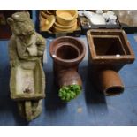 A Two Treacle Glazed Vintage Drain S Bends and a Patio Planter in the Form of a Fox with Wheel