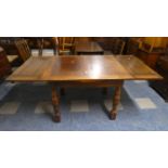 An Edwardian Oak Drawer Leaf Table, 91cm Wide