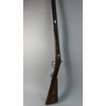 A 19th Century Percussion Cap Muzzle Loading Black Powder Rifle with Sporting Inlaid Mount to Butt