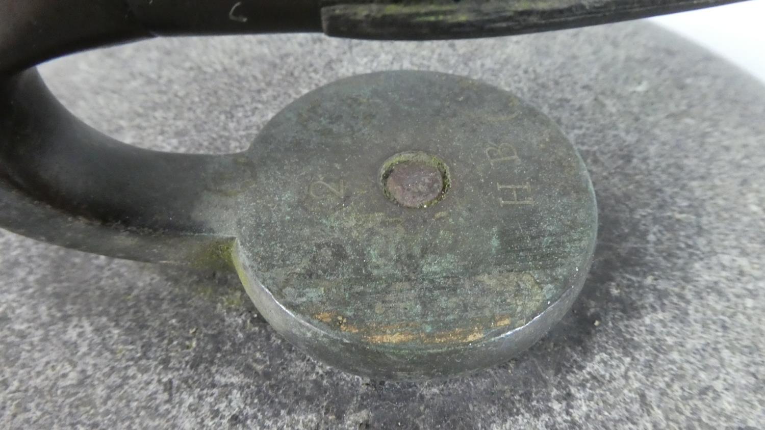 A Pair of Scottish Granite Curling Stones, No. 1 & 2 and Monogrammed HB, 26cm Diameter - Image 3 of 3