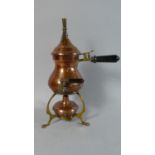 A German Copper Cafetiere Complete with Burner and Whistle Finial, 30.5cm High