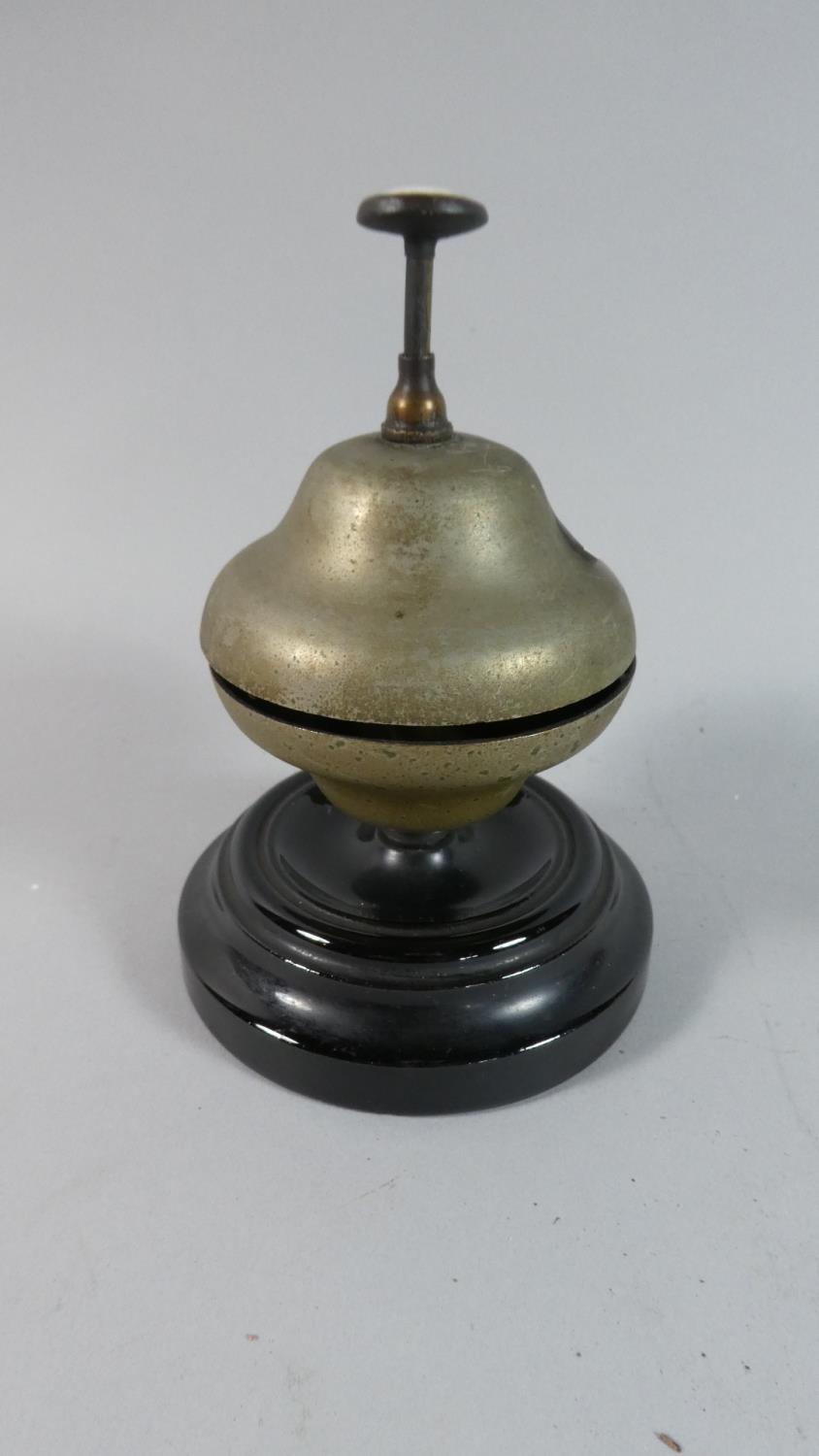 A Late Victorian/Edwardian Desk Bell on Turned Stepped Base, 16cm High