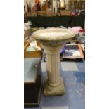 A Reconstituted Stone Garden Bird Bath with Circular Top, 42cm Diameter and 77cm High