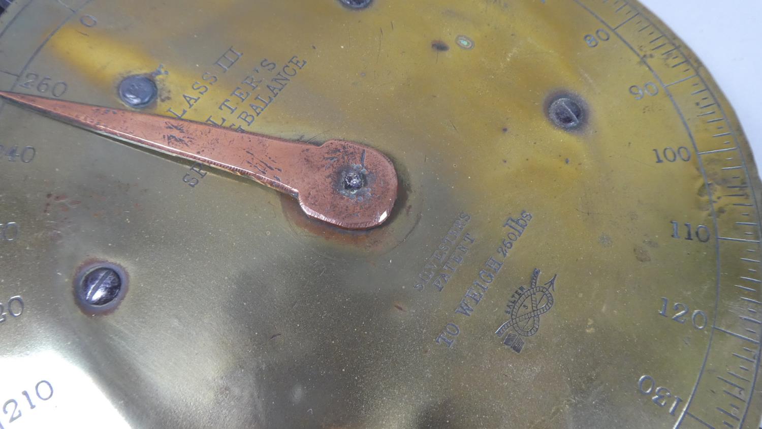 A Circular Brass Faced Class III Salters Spring Balance, 19.5cm Diameter - Image 2 of 2