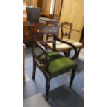 A Mid 19th Century Mahogany Scroll Armchair with Reeded Front Legs