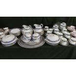 A Large Collection of Blue Banded Floral Decorated Tea and Dinnerwares to Include Pair of