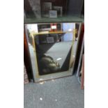 A Framed Decorated Mirror Depicting Girl Crying, 63cm High