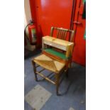 A Rush Seated 19th Century Chair Together with Two Stools