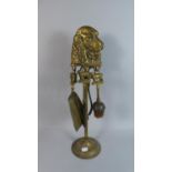 A Brass Fire Side Companion Set with Spaniel Decoration, 50cm High