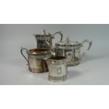 A Four Piece Silver Plated Tea Service with Etched Decoration