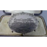 A Souvenir Engraved Silver Brooch Depicting the "Teutonic" Locomotive, Birmingham 1890