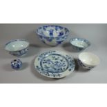 A Collection of Early Chinese Blue and White Ceramics to Include a Large Footed Chinese Bowl