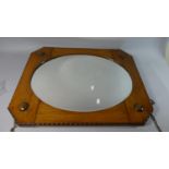 An Edwardian Oak Framed Rectangular Mirror with Oval Glass, 72cm High