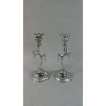 A Pair of Mid 20th Century Chromed Candle Sticks in the Form of Nudes, 22.5cm High