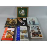 A Collection of Various Art and Antiques Reference Books, Framed Ceramic Plaque etc