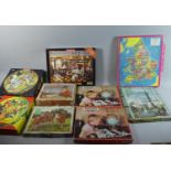 A Collection of Nine Vintage Jigsaw Puzzles by Victory and Waddingtons. (Unchecked)