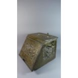 A Beaten Brass Coal Scuttle Decorated with Tavern Scenes and Complete with Inner Metal Liner, 41cm