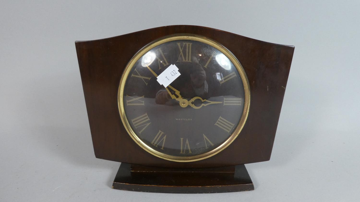 A Mid 20th Century Westclox Mahogany Mantle Clock, 23cm Wide, Working