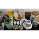 A Tray Containing Various Ceramics to Include Arthur Woods Basket, Musical Sporting Tankards, Chokin