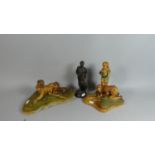 A Collection of Two Nature Craft Golfing Figure Groups Together with a Bronze Effect Figure of