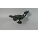 A Neoclassical Patinated Bronze Double Nozzle Oil Lamp, 24m Long