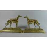 A Pair of Victorian Brass Fire Ornaments in the Form of Two Famous Greyhounds, Colonel North