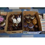 Two Boxes of Treacle Glazed Teapots Etc