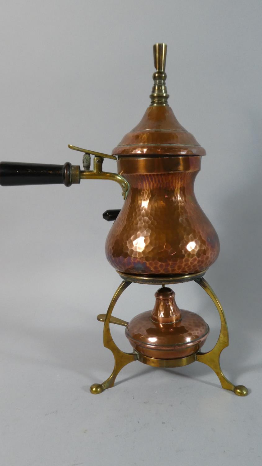 A German Copper Cafetiere Complete with Burner and Whistle Finial, 30.5cm High - Image 2 of 2