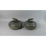 A Pair of Scottish Granite Curling Stones, No. 1 & 2 and Monogrammed HB, 26cm Diameter