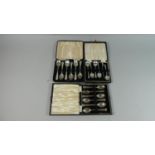 Three Cased Sets of Six Silver Teaspoons, Various Hallmarks