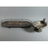 A Silver Plated Oval Galleried Bottle Stand with Etched Decoration Together with a Silver Plated