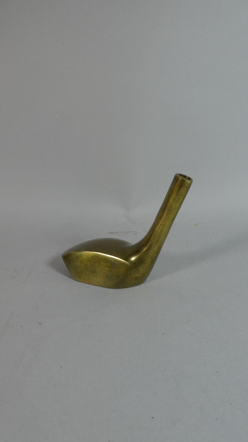 A Brass Novelty Paperweight in the Form of a Caricature Golfer, a Door Knocker in the Form of a Golf - Image 2 of 4