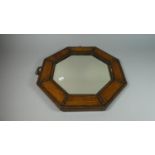 An Edwardian Oak Framed Octagonal Wall Mirror with Bevelled Glass, 46cm Diameter