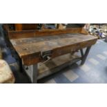 A Wooden Workshop Bench with Fitted Vice, 184cm Long