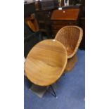 A 1960's Cane Seated Chair Together with a Wicker Tub Chair