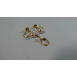 A 9ct Gold/Pearl Earrings and Wish Bone Charm