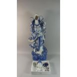 A Large Blue and White Study of Guanyin, Substantially Damage in Shipping Accident, Was 86cm High