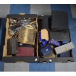 Two Boxes of Loose and Cased Cutlery etc