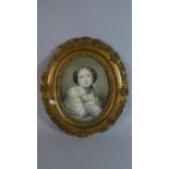 A Gilt Framed 19th Century Hand Coloured Print of a Maiden, 39cm High