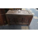 An Early Oak Two Panelled Coffer With Unrelated Lid, 98cm Wide
