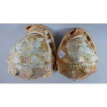 A Pair of Carved Cameo Conch Shells Decorated with Classical Maidens