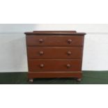 A Painted Galleried Pine Three Drawer Bedroom Chest, 92cm Wide